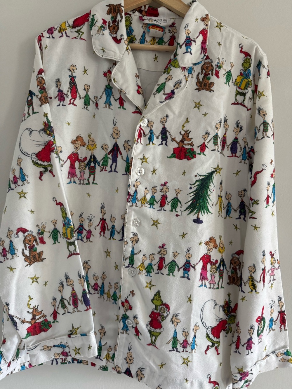 Pottery Barn Kids Dr. Seuss The Grinch Adult Flannel Pajama Set Size S Unisex - Picture 3 of 15